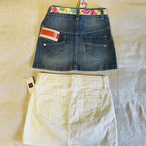 Kanz & Gap Lot Of 2 Girls Skirts Size 5 Blue / White Denim Jean Cotton Blend NEW - Picture 2 of 2