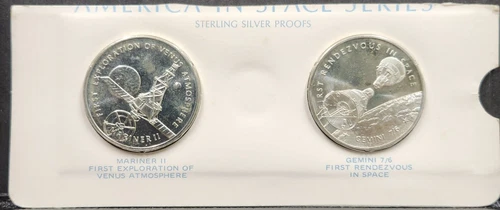 America in Space Silver Proof Coins Mariner II & Gemini 7/6 #794
