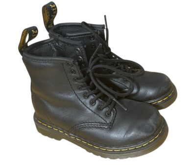 Doc Dr Martens Boots Black Leather Combat Unisex Kids Size