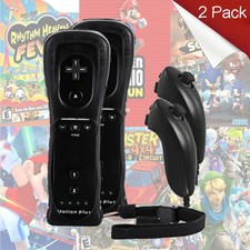 2 Sets Wii Remote Nunchuck Controller Set Combo for Nintendo Wii/ Wii U Game
