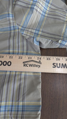 The North Face Men XL Button Up Short Sleeve Brown Blue Plaid Shirt - Picture 5 of 6