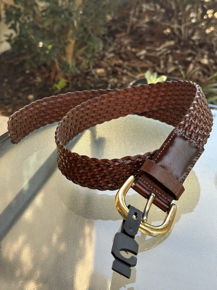 MICHAEL KORS Brown Braided Leather Belt 551359 Womens Medium NWT  40”x1.5” - Image 4 of 4