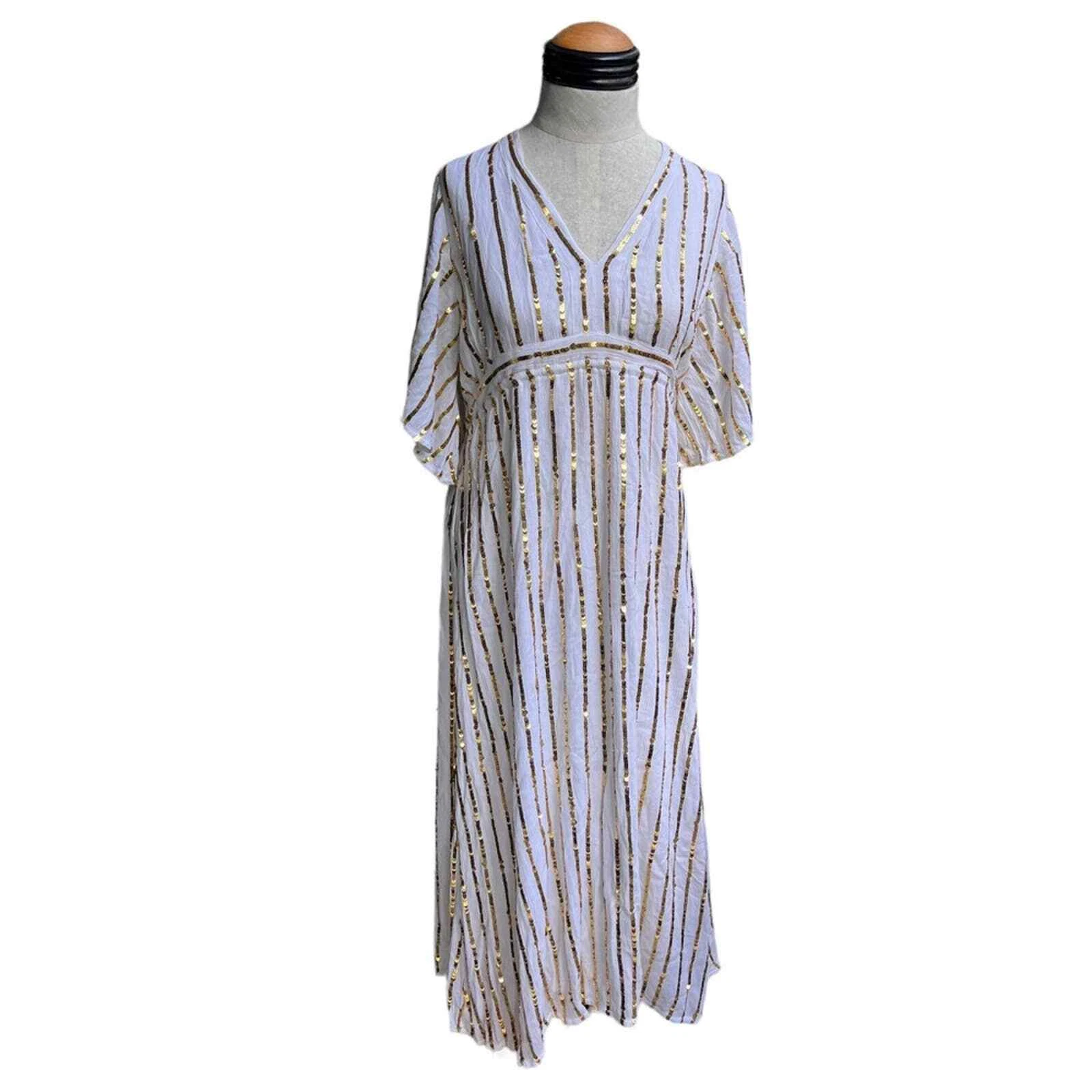 OFF WHITE Abito Revolve Sundress Carolina in bianco e oro taglia unica