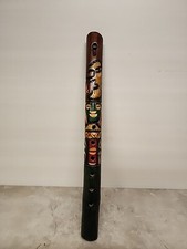 U4 Totem Wooden Flute With Carvings, Moon, Colorful. B3