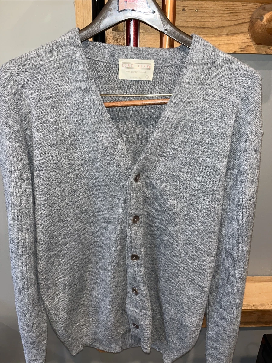 VTG 80’s 90’s LORD JEFF JEFFLINKS Cardigan Sweater Men’s L Gray Acrylic Grandpa