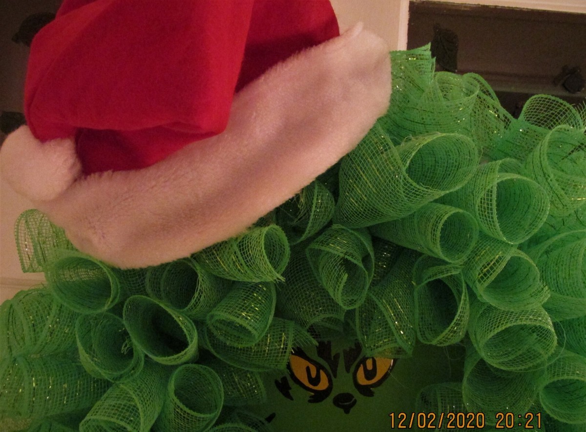 Grinch Deco Mesh Christmas Wreath 22 inch
