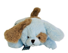 Bearington Baby Collection Dog Plush Blue Lovey Rattle Satin Belly 10 Inch Puppy