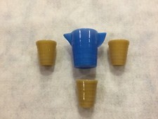 Vintage Akro Agate blue and brown childrens dishes