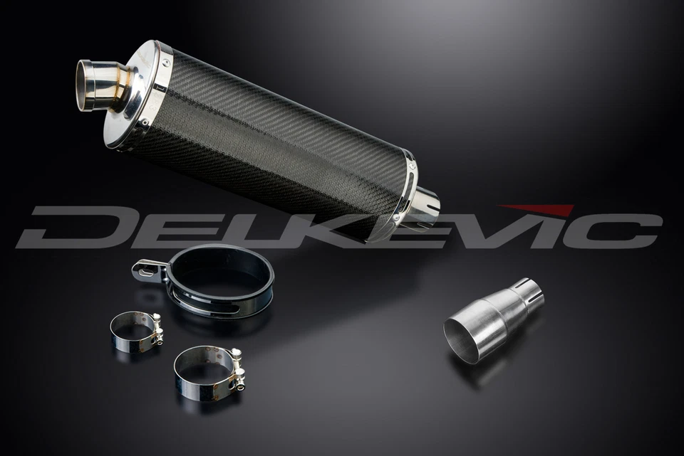 Kymco K-Pipe Downtown 2016-2021 Kit de silenciador de escape de carbono ovalado de 14" deslizable Foto 3 de 4