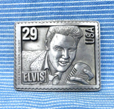 Elvis Presley 1935 1977 Belt Buckle King Rock Roll Stamp LE Vtg 90s ALF.PCB973