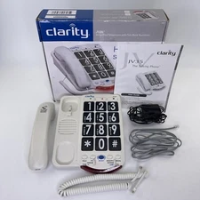 Clarity JV35 Amplified Corded Telephone with Talk Back Numbers Brail Phone see d