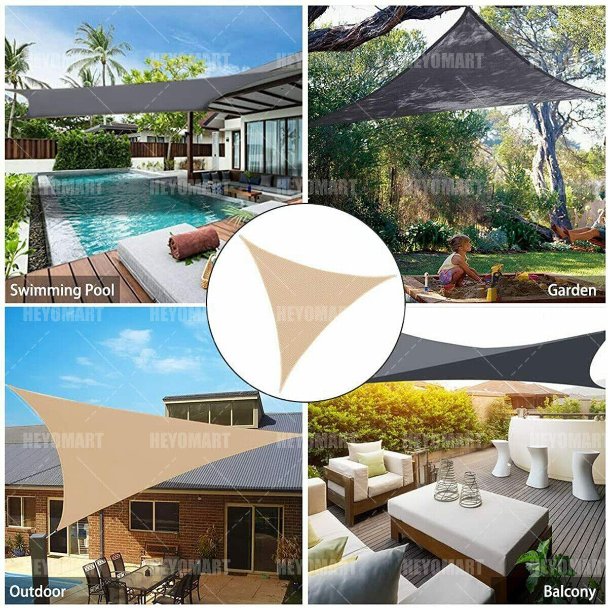 EIDEMED Sonnensegel Rechteckig 2x5,5 M – Wasserdicht, 98% UV-Schutz, Mit Befestigungsseilen, Für Garten & Terrasse (Weiß)