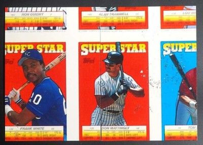1988 Topps Stickers Don Mattingly #35 Super Star 3 Card Panel Wrong Back DZ3537