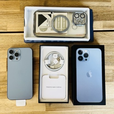 Apple iPhone 13 Pro Max - Sierra Blue 128 GB - Unlocked W. In Box- Excellent
