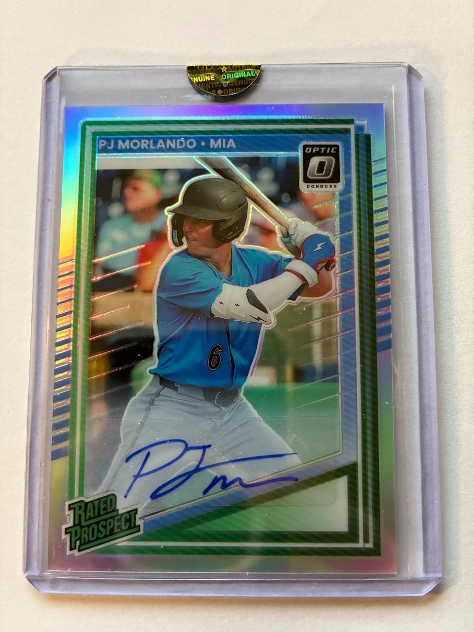 PJ Morlando 2025 Donruss Optic Rated Prospect Holo Silver Prism Auto Marlins