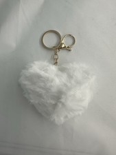 Heart Pom purse keychain - White