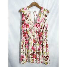 Abercrombie & Fitch Pink Floral Smocked V-Neck Mini Dress Size XXL Sleeveless