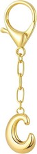 Initial Letter Bubble Gold Tone Gold Silver Tone Bag Charm Keychain for Purse