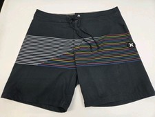 Hurley Mens Phantom Multi Color Striped Board Shorts Size 33/7" 7536