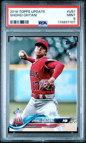2018 Topps Update Shohei Ohtani RC Pitching Red Jersey #US1 Los Angeles PSA 9