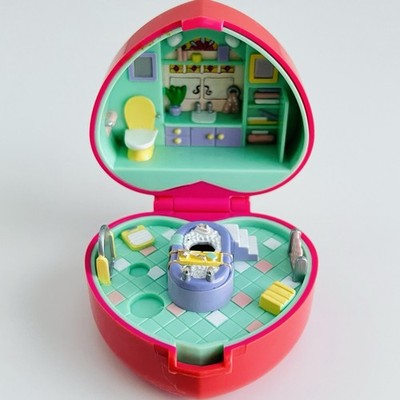 Vintage Polly Pocket - Bathtime Fun Ring Herz kompakt - ohne Figuren Bluebird 90er