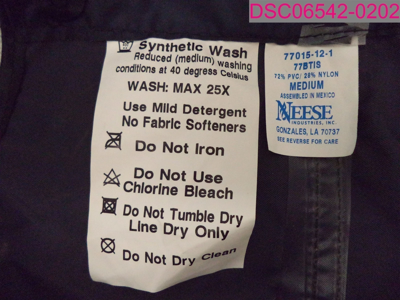 Stain-Neese Industries Protective Wear 100% Waterproof Medium Overalls 77BTIS - product detail image 3