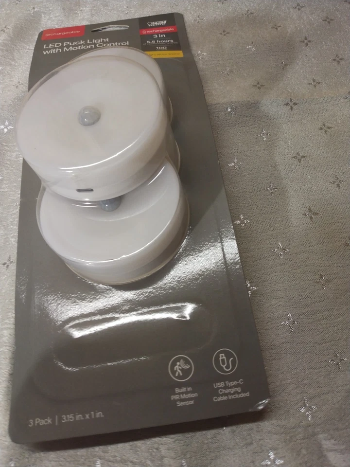 3 Pack Feit Rechargeable LED Puck Lights with Motion Control  - Image 3 of 4