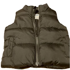 Old Navy Baby Toddler Unisex  Black Puffer Vest Fleece Lined 12-18M