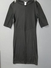 H&M Ribbed Sweater Dress Womens Medium Black Stretch Round Neck Half Sleeve