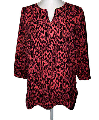Faith And Joy Popover Tunic Top Size Small Orange Black