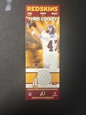 CHRIS COOLEY 2006 Photo File AUTHENTIC GAME WORN UNIFORM SWATCH Redskins Ticket