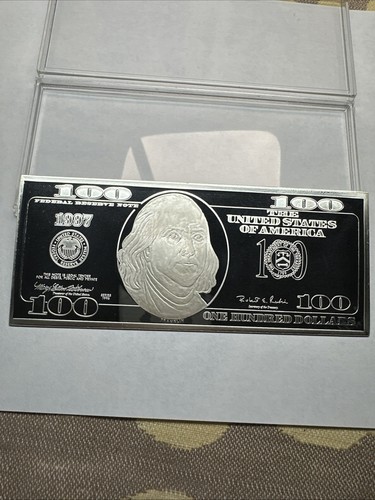 1997 Washington Mint $100 Dollar Silver Proof Note 4 oz .999 Fine Silver