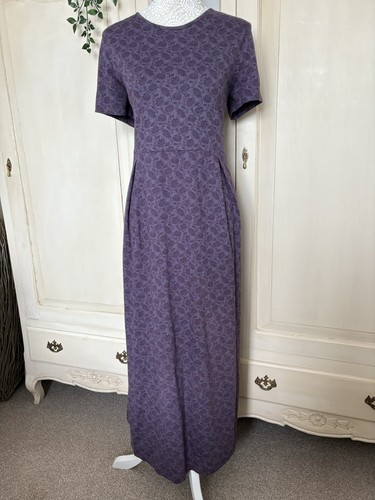 Laura Ashley Size XL 16 Vintage 90s Purple Floral Midaxi Jersey Dress