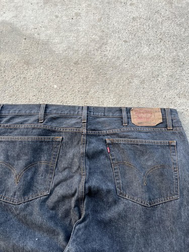 Levi's 501 Jeans Mens 46 Black Gray Denim Heavy Baggy Y2k Back Zipper Button Fly - Picture 3 of 12