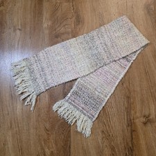 The Weave O' The Irish Cream Brown  Pink Wool Fringe Scarf