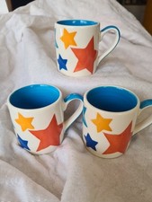 WHITTARD OF CHELSEA Hand Painted Stars Espresso Cup Mug X 3