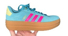 Adidas VL Court Bold Powder Teal Blue Shock Pink Sz 6 Women s