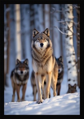Kühner Wolf gerahmtes Wandbild Poster Leinwanddruck Bild
