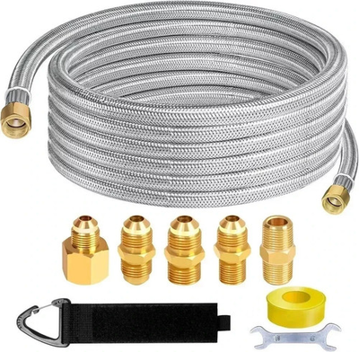 #ad 12FT Stainless High Pressure Braided Propane Hose Extension with Conversion Coup $38.89