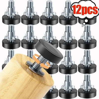 Furniture Leveling Feet with T-Nuts, 12 PCS 1/4''-20 UNC Thread Adjustable Levele