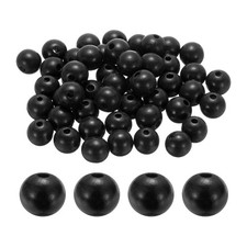 50pcs 20mm Black Round Wood Beads 3.3mm Large Hole for Jewelry Making