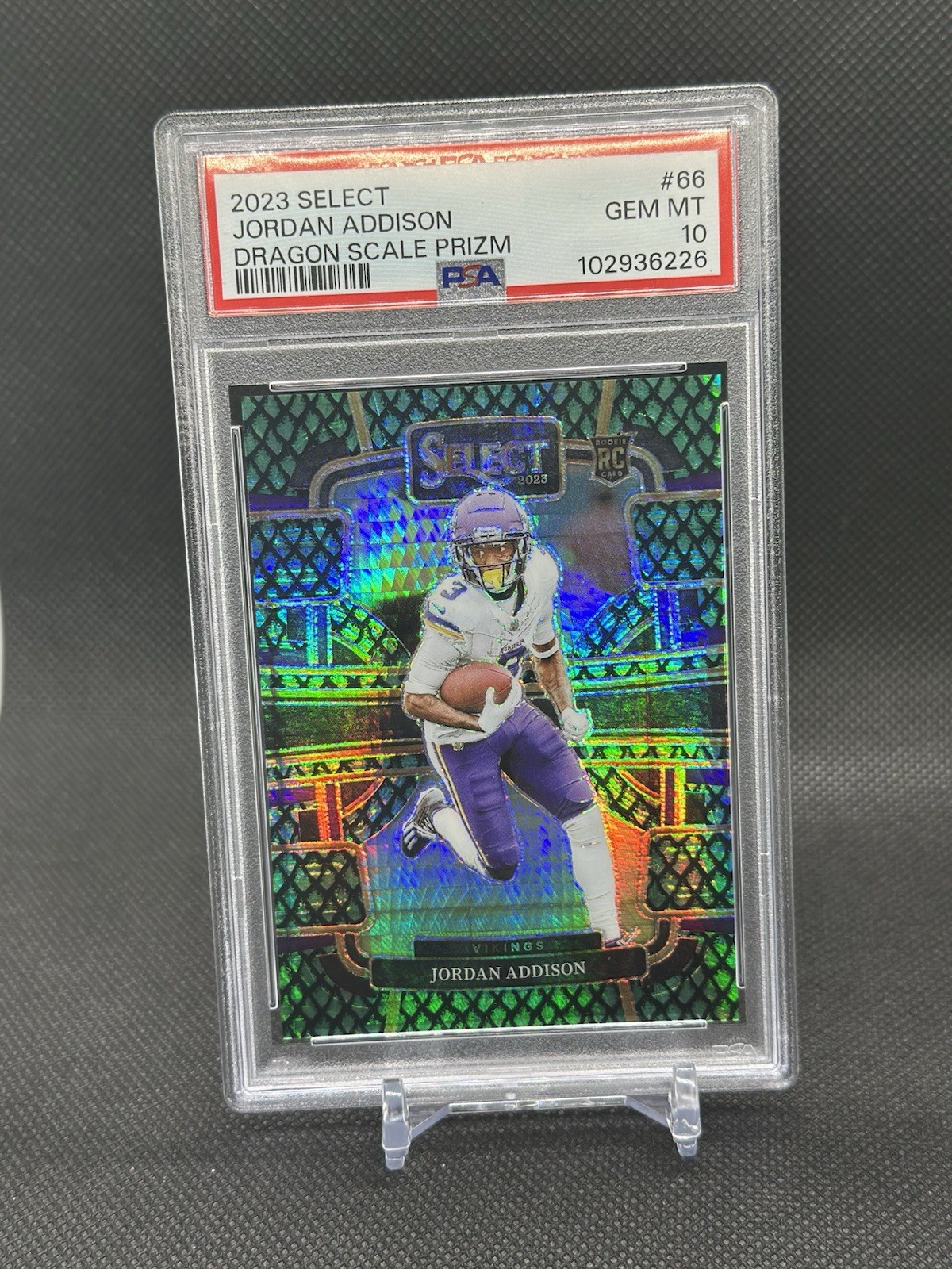 2023 Panini Select Jordan Addison #66 Dragon Scale #19 /70 Prizm PSA 10