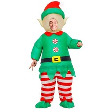 Inflatable Christmas Elf Snowman Costume for Adult Funny Blow up Santa Claus ...