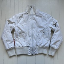 Prada White Nylon Zip-up Turtleneck Jacket XL Made In Italy