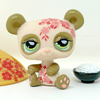 Postcard Panda bear w/ Hat & Rice LPS #904 littlest pet shop | eBay