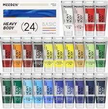 MEEDEN Heavy Body Acrylic Paint - Basic Satin Finish 24 x 60ml (2 oz) Color Pain