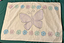 Vintage 1980s/90s ONE STANDARD PILLOWCASE Pastel Lavender Pink Butterfly GUC