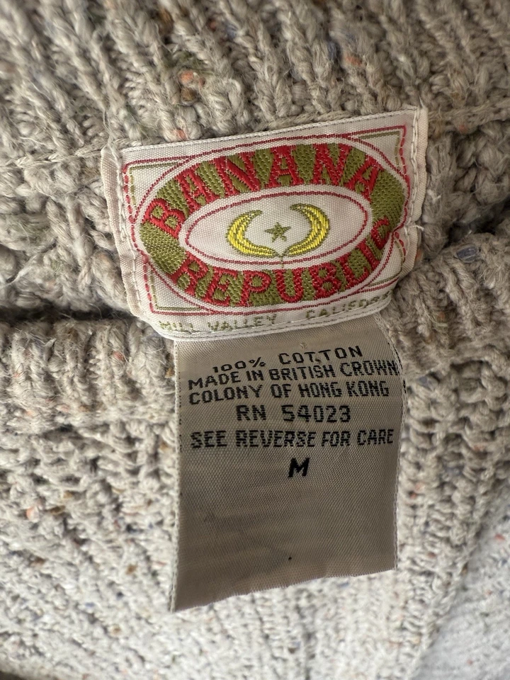 Raro Suéter Vintage Banana Republic Tejido Algodón Hombres Mediano Corona Británica Colonia Foto 3 de 4