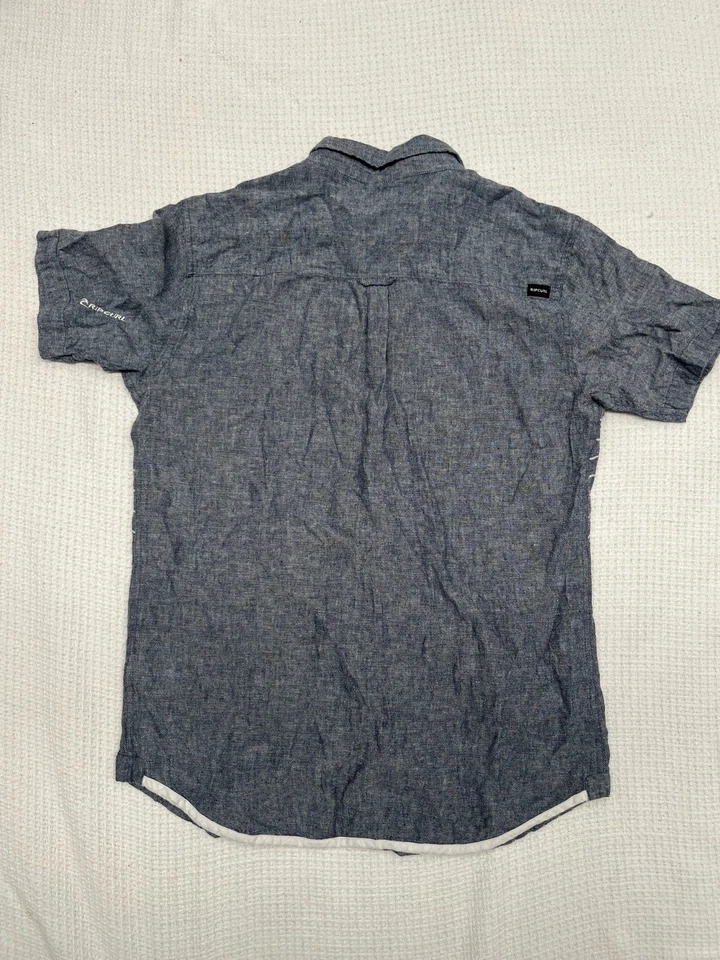 Rip Curl Linen Blend Shirt Mens L Button Up Short Sleeves Pocket - Image 2 of 4