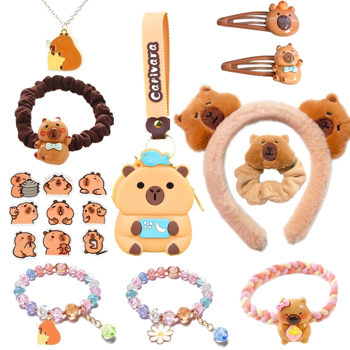 24 Pcs Plush Capybara Hair Clips, Festival Party Accessories, All Hair Types Wholesale DIY Animal Hairpins - Kawaii Spring Accessories main image 3